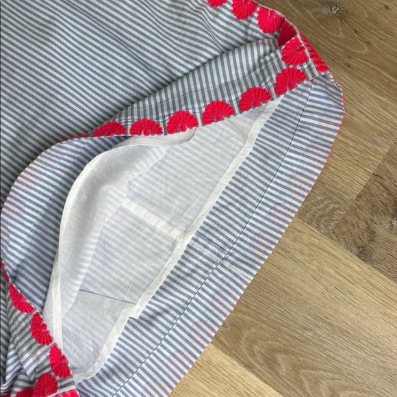 VINEYARD VINES BLUE STRIPED SLEEVELESS DRESS PINK APPLIQUES ZIPPER BACK size 4 - Picture 6 of 11